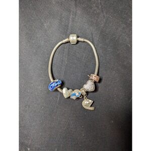 SOUFEEL‎ Sterling Silver Snake Chain Charm Bracelet With Sterling Silver Charms